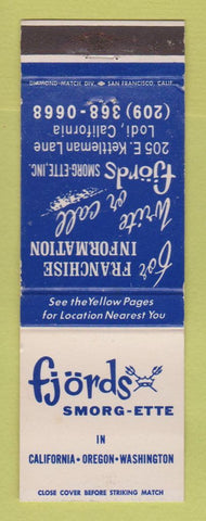 Matchbook Cover - Fjords Smorg-ette Lodi CA OR WA