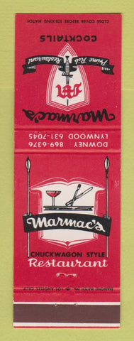 Matchbook Cover - Marmac's Restaurant Downey Lynwood CA