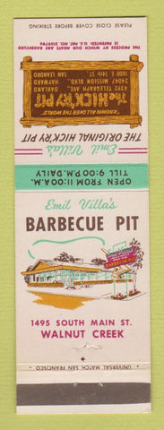 Matchbook Cover - Hick'ry Pit BBQ Walnut Creek Oakland Hayward San Leandro CA