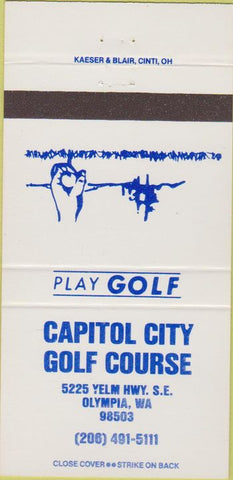 Matchbook Cover - Capitol City Golf Course Olympia WA 30 Strike