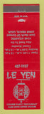 Matchbook Cover - Le Yen Chinese Restaurant Long Beach CA
