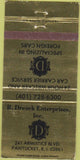Matchbook Cover - D Drezek Enterprises car towing Pawtucket RI 30 Strike