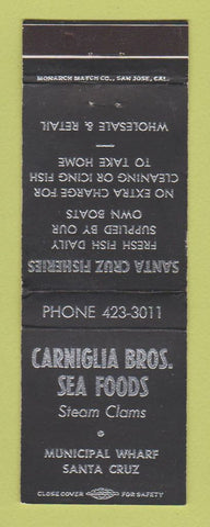 Matchbook Cover - Carniglia Bros Seafood Santa Cruz CA