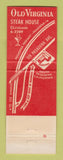 Matchbook Cover - Old Virginia South Pasadena CA Steak House