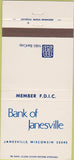 Matchbook Cover - Bank of Janesville WI 30 Strike