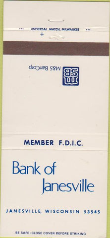 Matchbook Cover - Bank of Janesville WI 30 Strike
