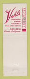 Matchbook Cover - Vahls Restaurant Aluiso CA
