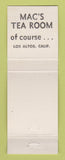 Matchbook Cover - Mac's Tea Room Los Altos CA