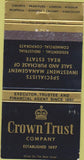 Matchbook Cover - Crown Trust Company real estate Canada chain 30 Strike