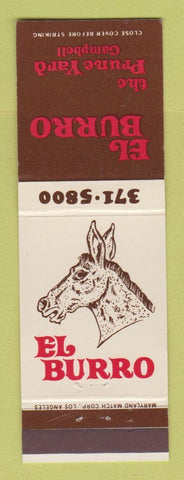 Matchbook Cover - El Burron Prune Yard Campbell CA