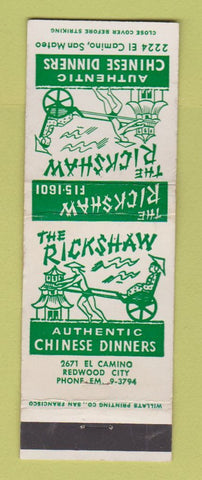 Matchbook Cover - Rickshaw Restaurant Chinese Redwood City CA