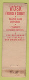 Matchbook Cover - Harry Wosk Jewelry San Diego CA WORN