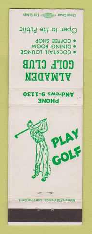 Matchbook Cover - Almaden Golf Club San Jose CA