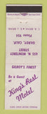 Matchbook Cover - King's Rest Motel Gilroy CA