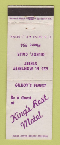 Matchbook Cover - King's Rest Motel Gilroy CA