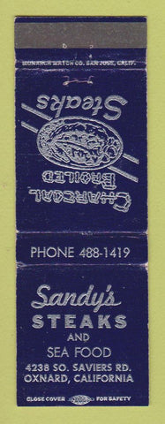 Matchbook Cover - Sandy's Steaks Oxnard CA WEAR