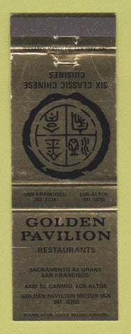 Matchbook Cover - Golden Pavilion Chinese Restaurant San Francisco CA Los Altos