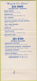 Matchbook Cover - Central Fidelity Bank Arlington VA 30 Strike