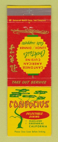 Matchbook Cover - Confucius Restaurant Chinese Oakland Greenbrae CA