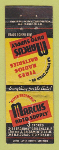 Matchbook Cover - Marcus Auto Supply Stockton Oakland Sacramento CA WEAR