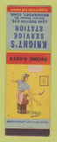 Matchbook Cover - Knight's Service Station oil gas Bridgeport CT pinup