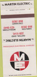 Matchbook Cover - Martin Electric Dayton Cincinnati Hamilton OH 30 Strike