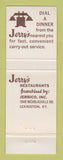 Matchbook Cover - Jerry's Restaurants Lexington KY