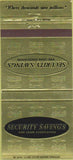 Matchbook Cover - Security Savings Loan Jackson Hillsdale MI 30 Strike