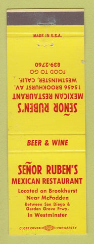 Matchbook Cover - Senor Ruben's Mexican Restaurant Westminster CA