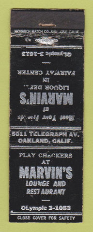 Matchbook Cover - Marvin's Lounge Restaurant Oakland CA WEAR