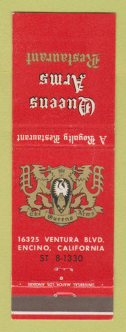 Matchbook Cover - Queens Arms Restaurant Encino CA