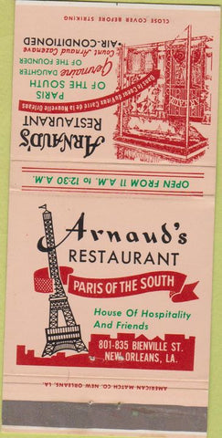 Matchbook Cover - Arnaud's Restaurant New Orelans LA 30 Strike