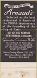 Matchbook Cover - Arnaud's Restaurant New Orelans LA 30 Strike