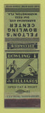Matchbook Cover - Felton's Bowling Center Billiards Warrington FL