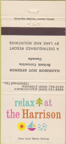 Matchbook Cover - The Harrison Harrison Hot Springs BC 30 Strike