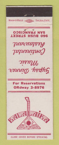Matchbook Cover - Balalaika  Restaurant Gypsy Dinner Music San Francisco CA