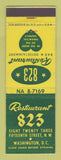 Matchbook Cover - Restaurant 823 Washington DC