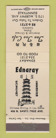 Matchbook Cover - Ednaray Chinese Restaurant Tao Tao Cafe Sunnyvale CA