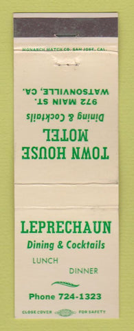 Matchbook Cover - Town House Motel Watsonville CA Leprechaun Restaurant