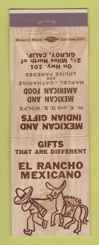 Matchbook Cover - El Rancho Mexicano Mexican Restaurant Gilroy CA