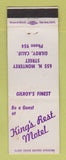 Matchbook Cover - King's Rest Motel Gilroy CA