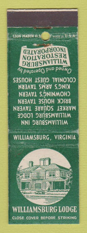 Matchbook Cover - Williamsburg Lodge VA WEAR