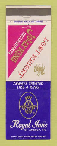 Matchbook Cover - Royal Inns Jolly King Lost Knight