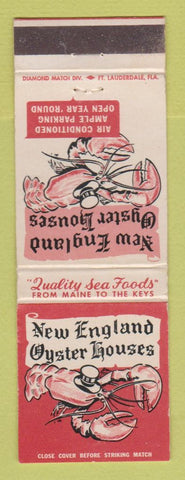 Matchbook Cover - New England Oyster Houses Perrine Coral Gables Miami Dania FL