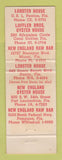 Matchbook Cover - New England Oyster Houses Perrine Coral Gables Miami Dania FL