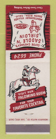 Matchbook Cover - Clyde Chesney's Saddle n Sirloin Santa Rosa CA