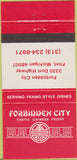 Matchbook Cover - Forbidden City Chinese Food Flint MI 30 Strike