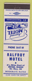 Matchbook Cover - Ralfroy Motel Boise ID