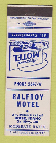 Matchbook Cover - Ralfroy Motel Boise ID