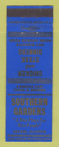 Matchbook Cover - Southern Gardens Restaurant Salem IL